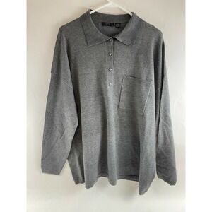 RDI Sweater Women's Size Medium Gray Polo Oversized 1/4 Button Up w/ Pocket NWT!